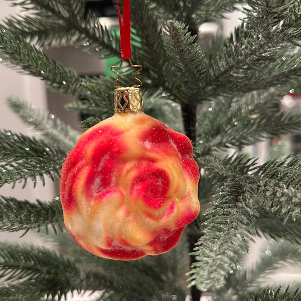 Inge-Glas Rose Double-Sided German Ornament